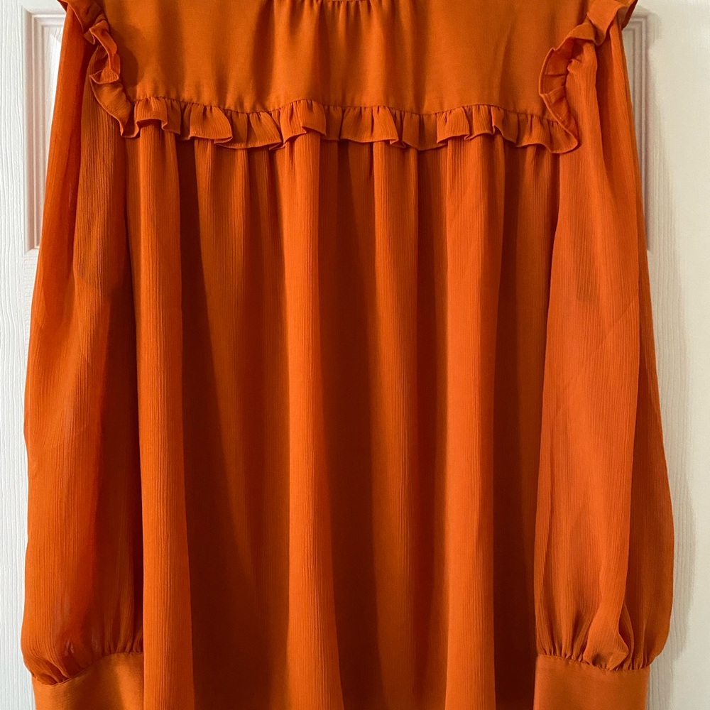 Women's Orange Ruffle Top